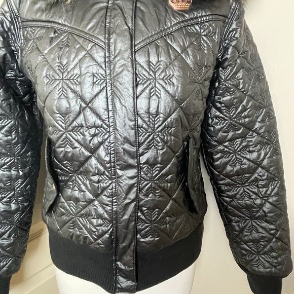 Adidas Respect Me Missy Elliot Jacket Size 14 Fur Hooded Black Puffa Puffer Y2K - Picture 3 of 16
